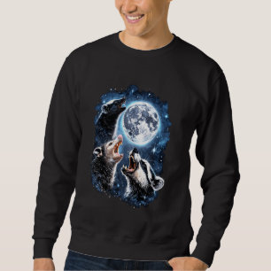 Sweatshirt Trois Opossum Raccoon Skunk Moon Howling Funny Ani