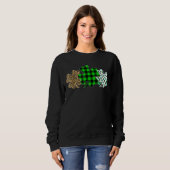 Sweatshirt Trois Shamrocks de coeur Léopard Plaid St Patrick' (Devant entier)