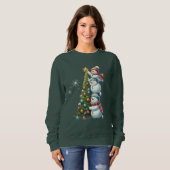 Sweatshirt Trois Snowmen Noël Arbre mignon Scène hivernale (Devant entier)