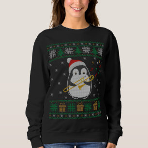 Sweatshirt Trombone Vilain Chandail de Noël Penguin Noël Fami