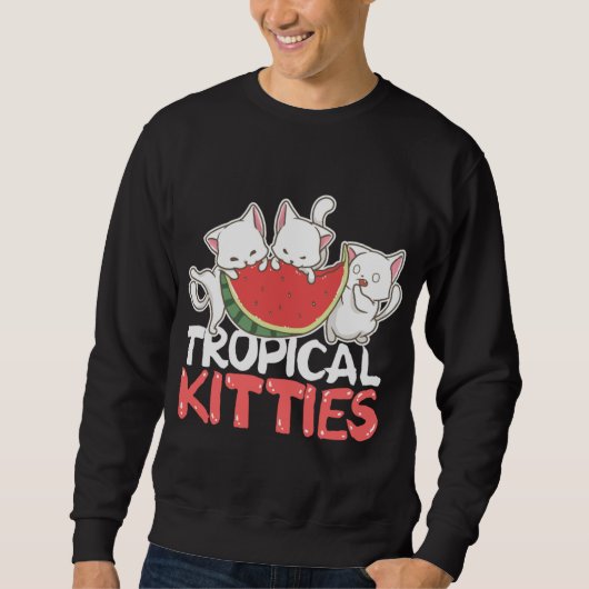Sweatshirt Tropical Kitties Funny Cat Kitten Watermelon (Devant)
