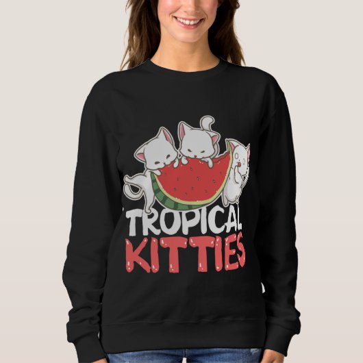 Sweatshirt Tropical Kitties Funny Cat Kitten Watermelon (Devant)