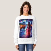 Sweatshirt Tropical moonlit fantasy woman in paradise (Devant entier)