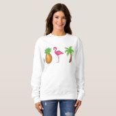 Sweatshirt Tropical Print Palm Tree Ananas Flamant rose rose (Devant entier)