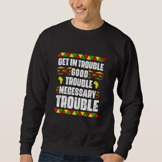Sweatshirt Trouble Nécessaire Noir Pride Africain (Devant)