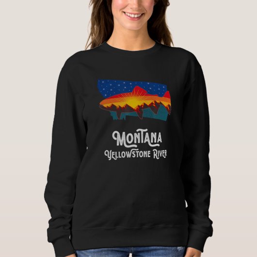 Sweatshirt Trout Fly Fishing Yellowstone River Montana Mounta (Devant)