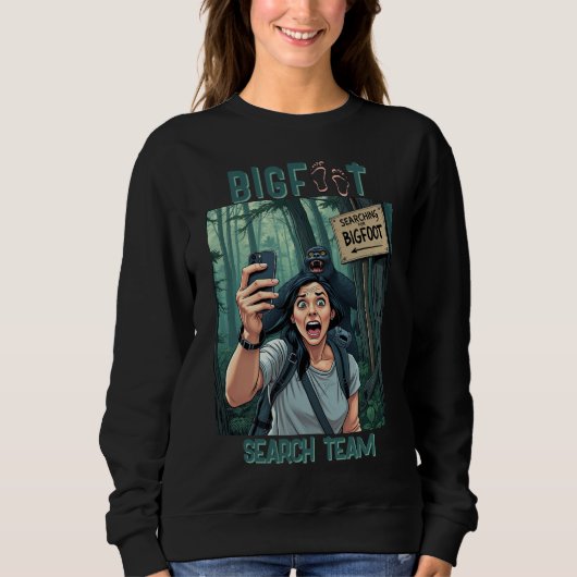 Sweatshirt Trouver Bigfoot Sasquatch Selfie Noir (Devant)