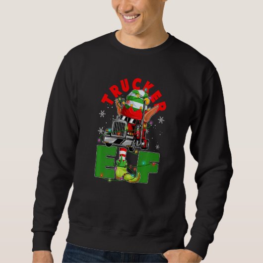 Sweatshirt Trucker Elf Christmas Tree Light Truck Drivers Xma (Devant)