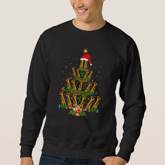 Sweatshirt Trumpet Music   Xmas Lights Trumpet Christmas Tree (Devant)