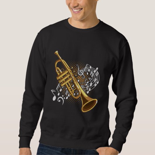Sweatshirt Trumpet Player Musical Notes Jazz Music Art (Devant)