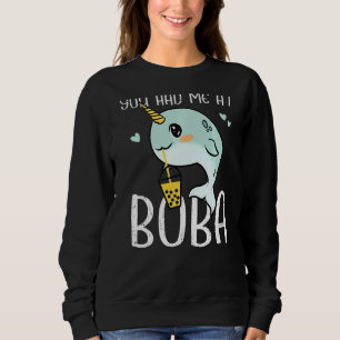 Sweatshirt Tu M'As Eu Chez Boba Narwhal Cute Kids Bubble Tea