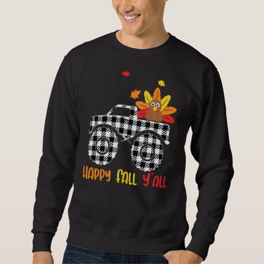 Sweatshirt Tu Plaid Monster Truck Thankgiving Turkey Lover C (Devant)