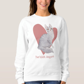 Sweatshirt Turc Angora Chat Aquarelle Kitty Coeur rose