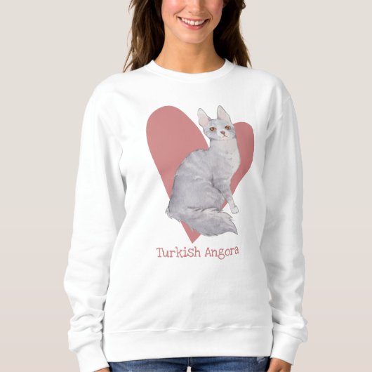 Sweatshirt Turc Angora Chat Aquarelle Kitty Coeur rose (Devant)