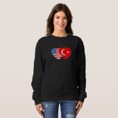 Sweatshirt Turkey and USA Flag Twin Heart for Turkish America (Devant entier)
