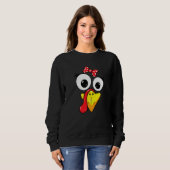 Sweatshirt Turkey Face Girl Red Bow Kids Youth Thanksgiving (Devant entier)
