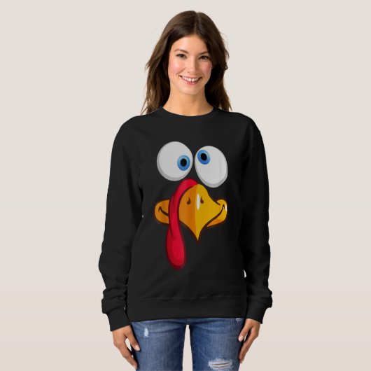 Sweatshirt Turkey Face, Turkey Face Fun - Turkey Face Fun Tha (Devant entier)