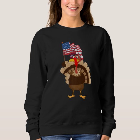 Sweatshirt Turkey USA Flag Thanks Giving American  Thanksgivi (Devant)
