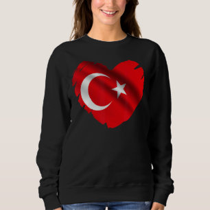 Sweatshirt Turquie Drapeau Sur La Forme Du Coeur Turquie Turq