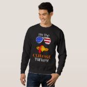 Sweatshirt Turquie la plus maussade Face Thanksgiving drapeau (Devant entier)