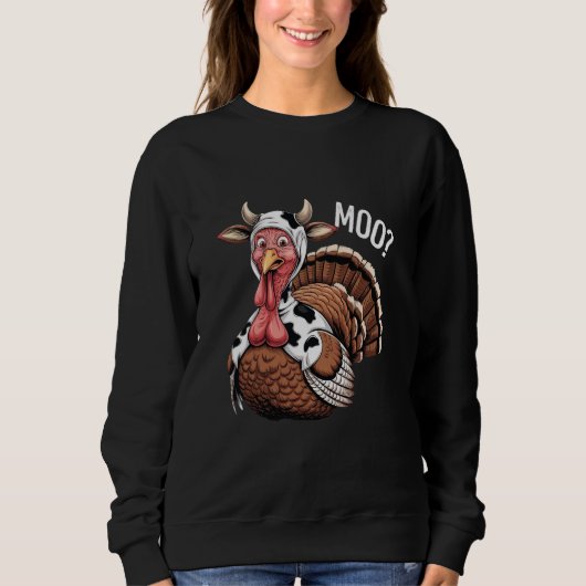 Sweatshirt Turquie Moo Drôle Thanksgiving (Devant)
