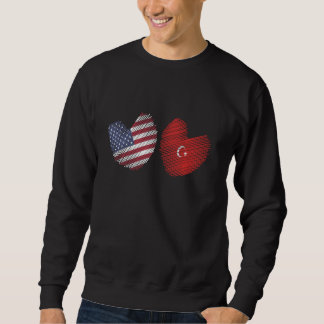Sweatshirt Turquie USA Coeur Drapeau américain Drapeau turc A