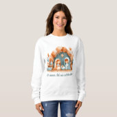 Sweatshirt Turquoise, Rusty Orange Noël Nativité religieuse (Devant entier)