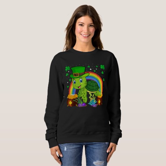 Sweatshirt Turtle Leprechaun Hat Turtle Rainbow St Patrick's  (Devant entier)