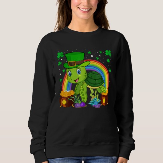 Sweatshirt Turtle Leprechaun Hat Turtle Rainbow St Patrick's  (Devant)