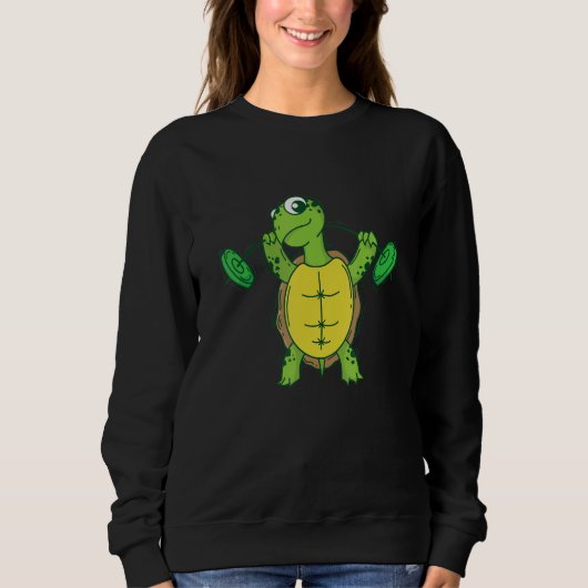 Sweatshirt Turtle loves Fitness and lifting Weights (Devant)