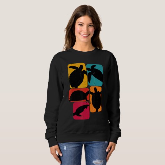 Sweatshirt Turtle turtles Retro Design (Devant entier)