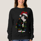 Sweatshirt Tuxedo Cat Meow Père Noël Tuxie Feux d'arbre de No (Devant)