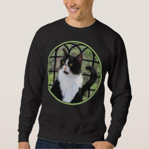 Sweatshirt Tuxedo Chat dans la peinture de fenêtre Art animal