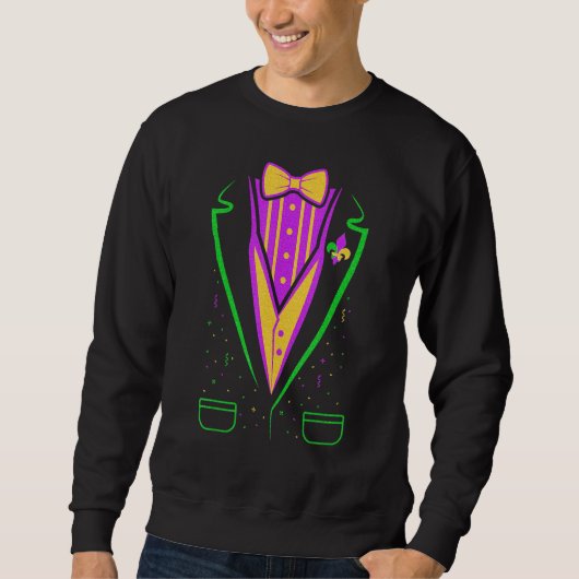 Sweatshirt Tuxedo Costume Bow Tie Funny Mardi Gras Carnival M (Devant)