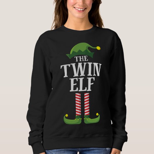 Sweatshirt Twin Elf Matching Famille Drôle Noël (Devant)