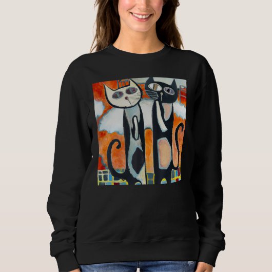 Sweatshirt Two black cats humorous kitten (Devant)