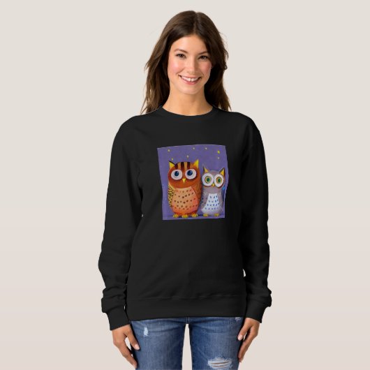 Sweatshirt Two cute Owls Premium (Devant entier)