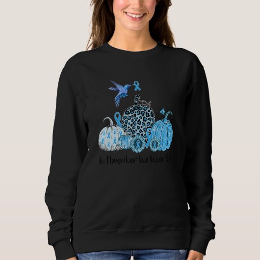 Sweatshirt Type 1 Diabetes Awareness Hummingbird Blue Ribbon (Devant)