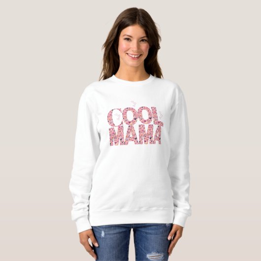 Sweatshirt Typographie Cool Mama Cœurs Flottants Mignons (Devant entier)