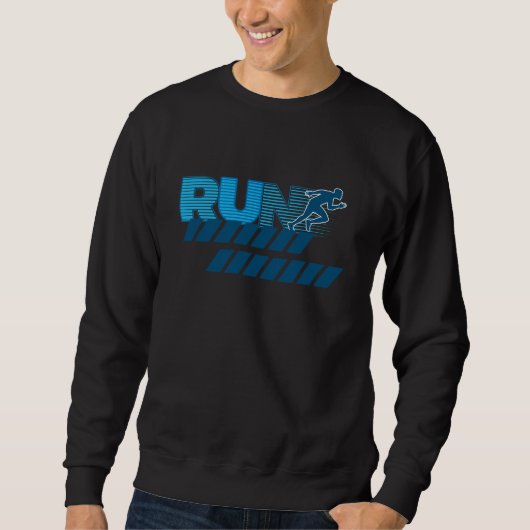 Sweatshirt Typographie de course rétro silhouette de sprinteu (Devant)