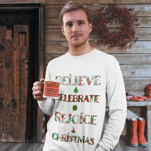 Sweatshirt Typographie de Noël Rouge Vert Festif