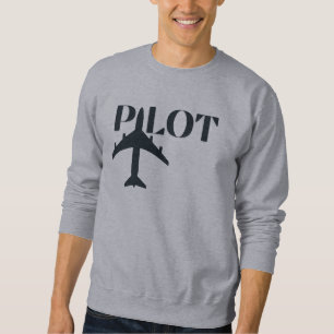 Sweatshirt Typographie de pilote & Avion, Minimaliste, Simple