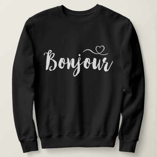 Sweatshirt Typographie de script - Bonjour (Design devant)