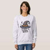 Sweatshirt Typographie de sorcière rétro Costume femme Hallow (Devant entier)