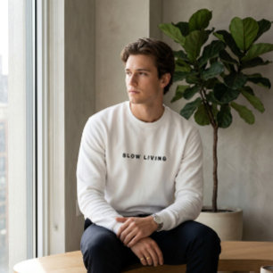 Sweatshirt Typographie Élégante de Vie Slow Minimaliste Col R