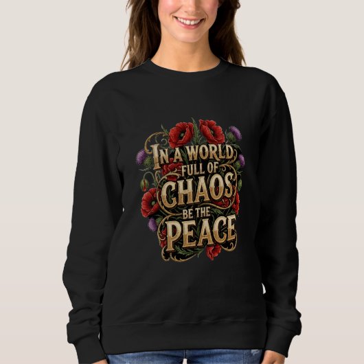 Sweatshirt Typographie Florale Vintage Paix (Devant)