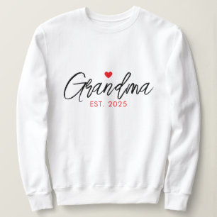 Sweatshirt Typographie simple noire et rouge Nouvelle grand-m
