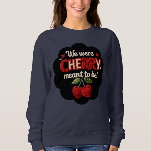 Sweatshirt Typographie style tricot cosy et cerise adorable (Devant)