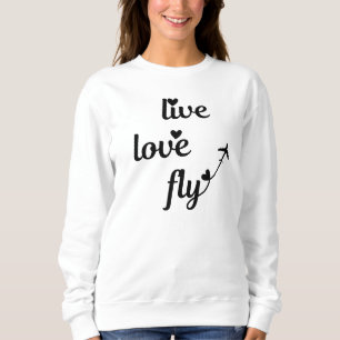Sweatshirt Typographie Volez Amour avec des cœurs, Avion en v