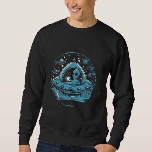 Sweatshirt UFO Coffee Break Funny Alien Caffeine Correction U (Devant)